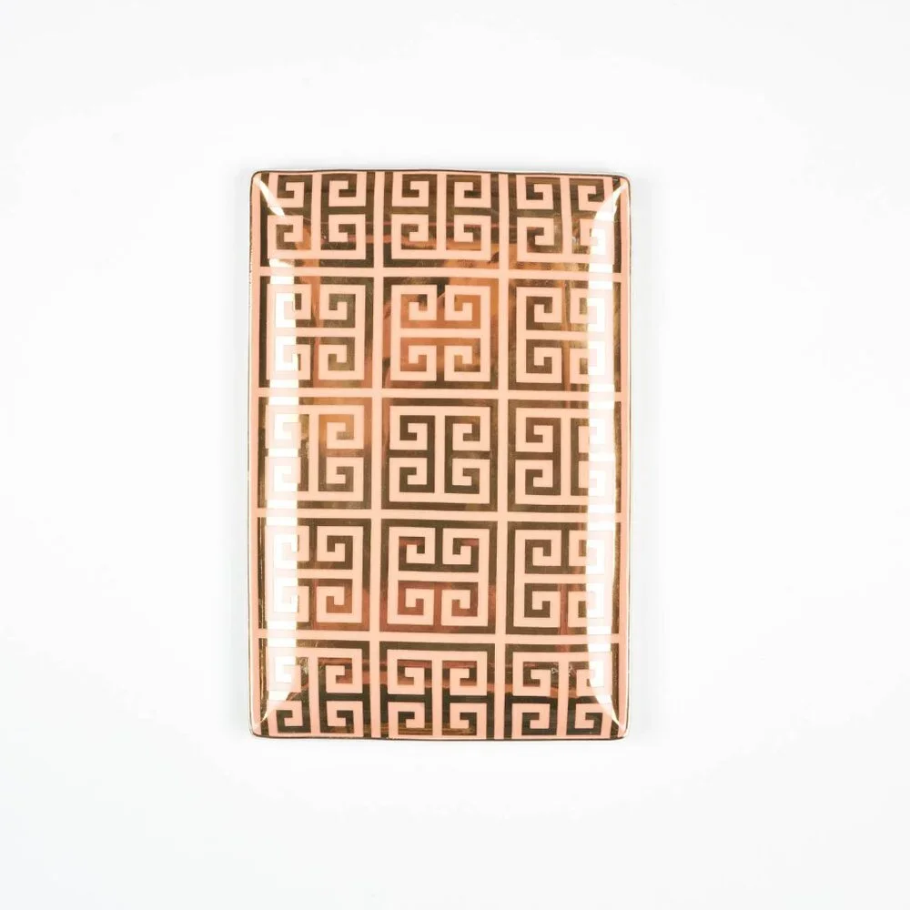 🚨CLEARANCE!! Rosanna Jet Setter Ceramic Decorative Tray - Pink with Gold Design - Picture 1 of 4